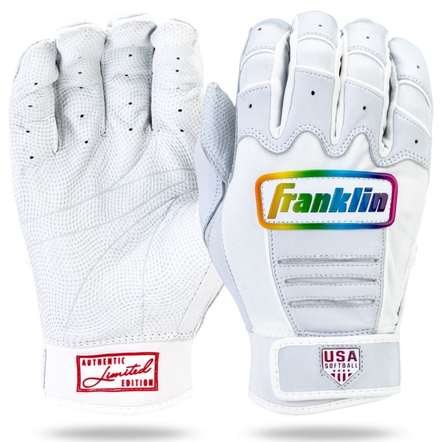 Sports Franklin Sports Softball | Usa Softball Aura Cfx® Fastpitch Batting Gloves Pearl/White