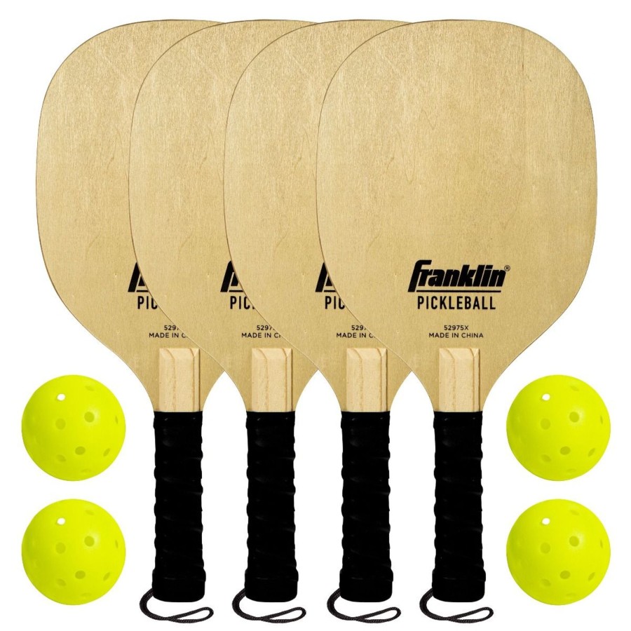 Pickleball Franklin Sports | Wooden Pickleball Paddles And Balls - 4 Player Set