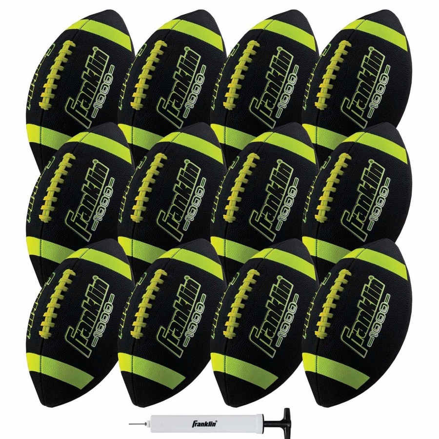 Sports Franklin Sports Football | Junior Size Football With Pump - 12 Pack Deflated - Black/Black