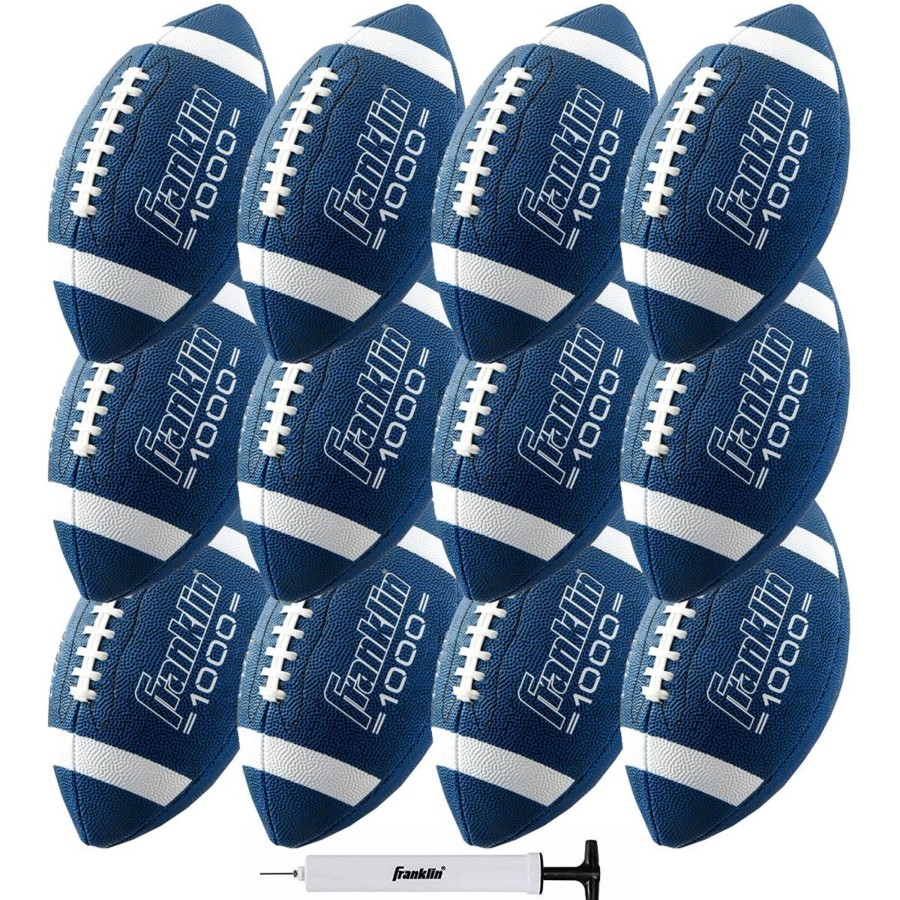 Sports Franklin Sports Football | Junior Size Football With Pump - 12 Pack Deflated - Blue/White