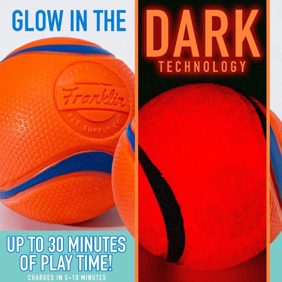 Sports Franklin Sports Outdoor Games | Ready Set Fetch Glow In The Dark Ball - 2 Pack